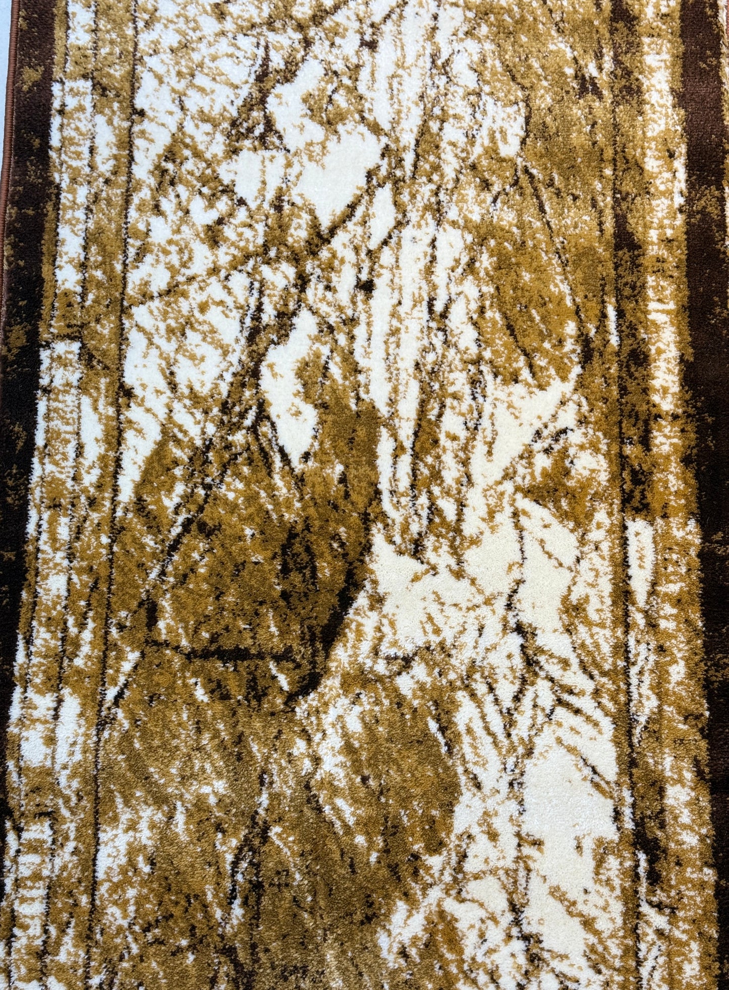 Abstract Marble Pattern Runner Rug | Beige Cream Brown and Black | Size 2.7x5.0 ft