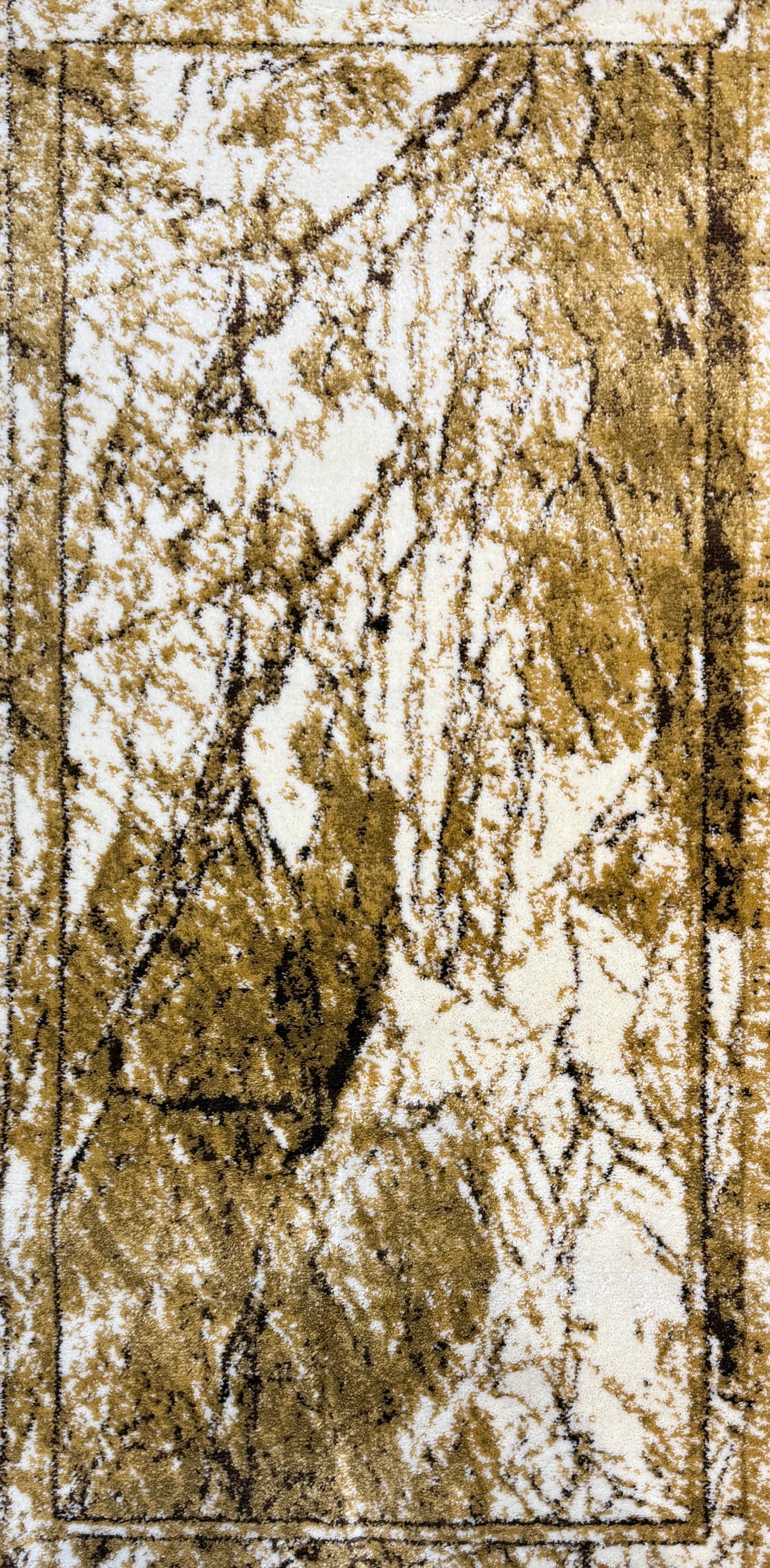 Abstract Marble Pattern Runner Rug | Beige Cream Brown and Black | Size 2.7x5.0 ft