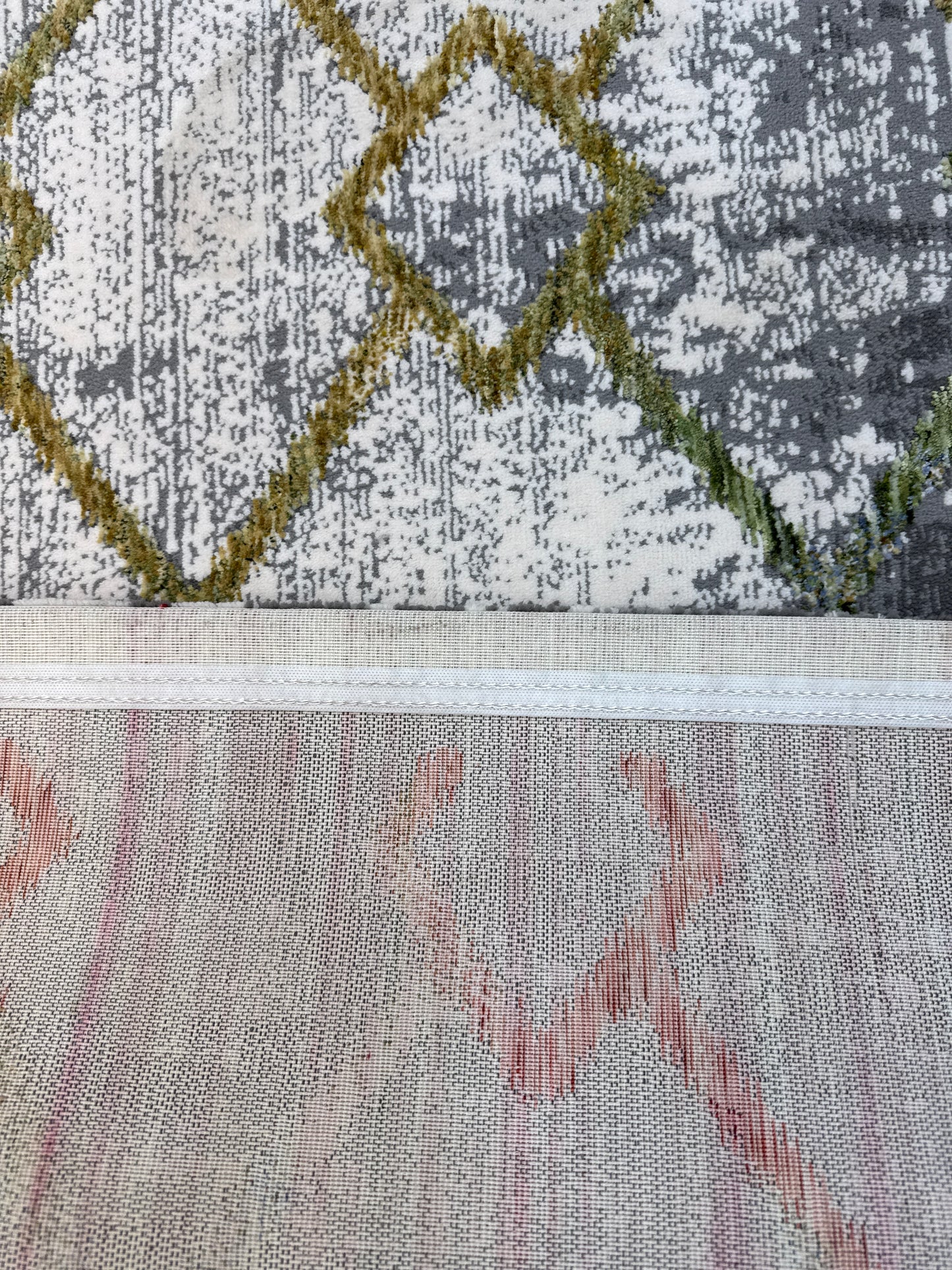 Modern Lattice Rug - Grey with Orange, Green & Hints of Blue Size 125x180cm (4x6)ft