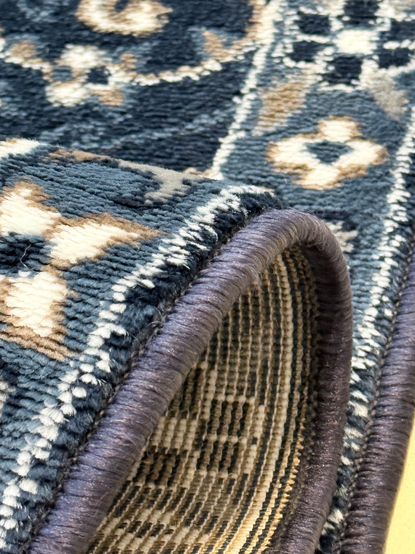 Traditional Persian Style Runner Rug – Navy Blue, Ivory & Beige – 2.7 x 13.0 Feet
