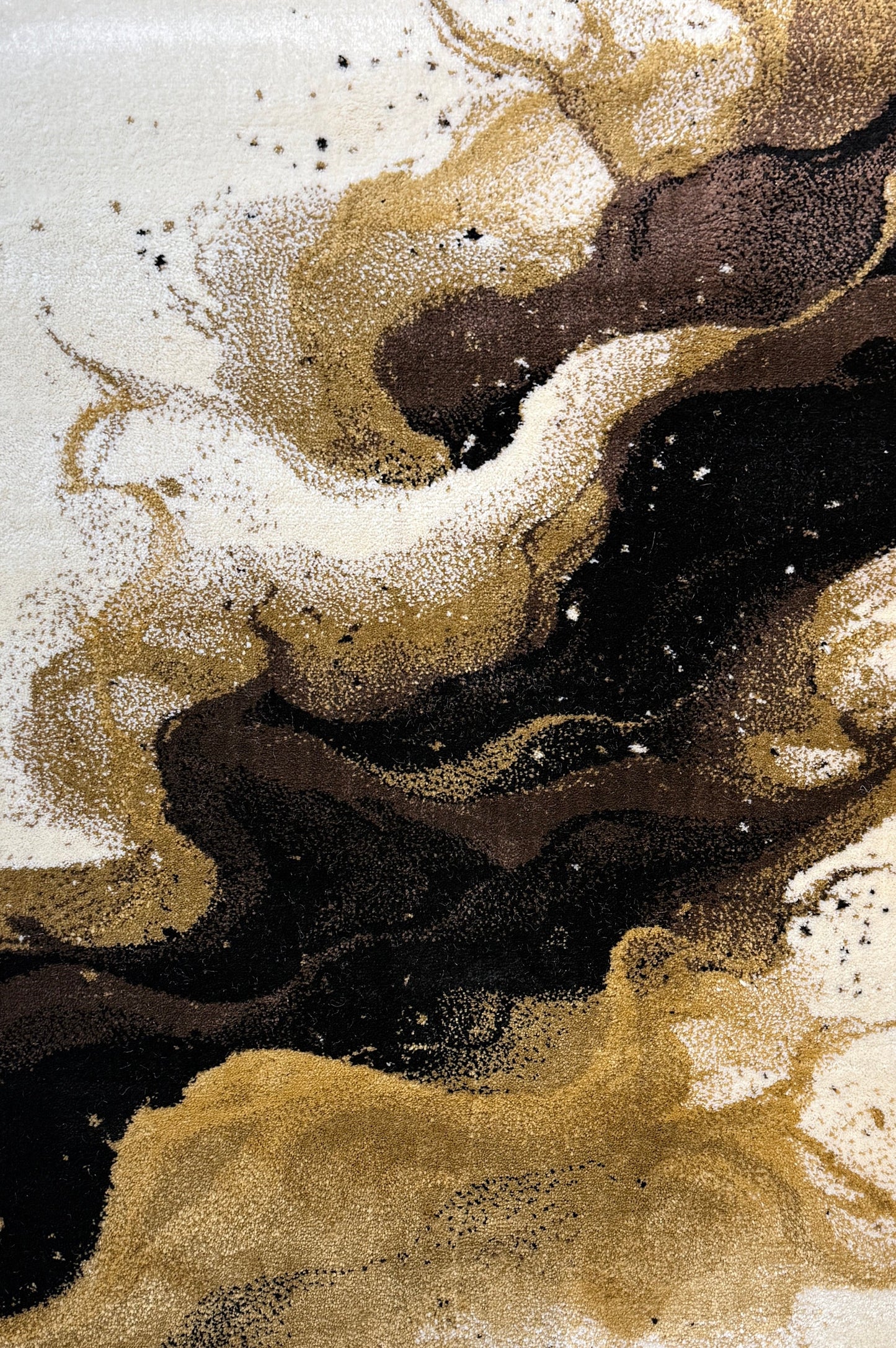 The Fluid, Marble Wave Area Rug | Cream, gold, brown & black | Size 2.7 x 5 feet.