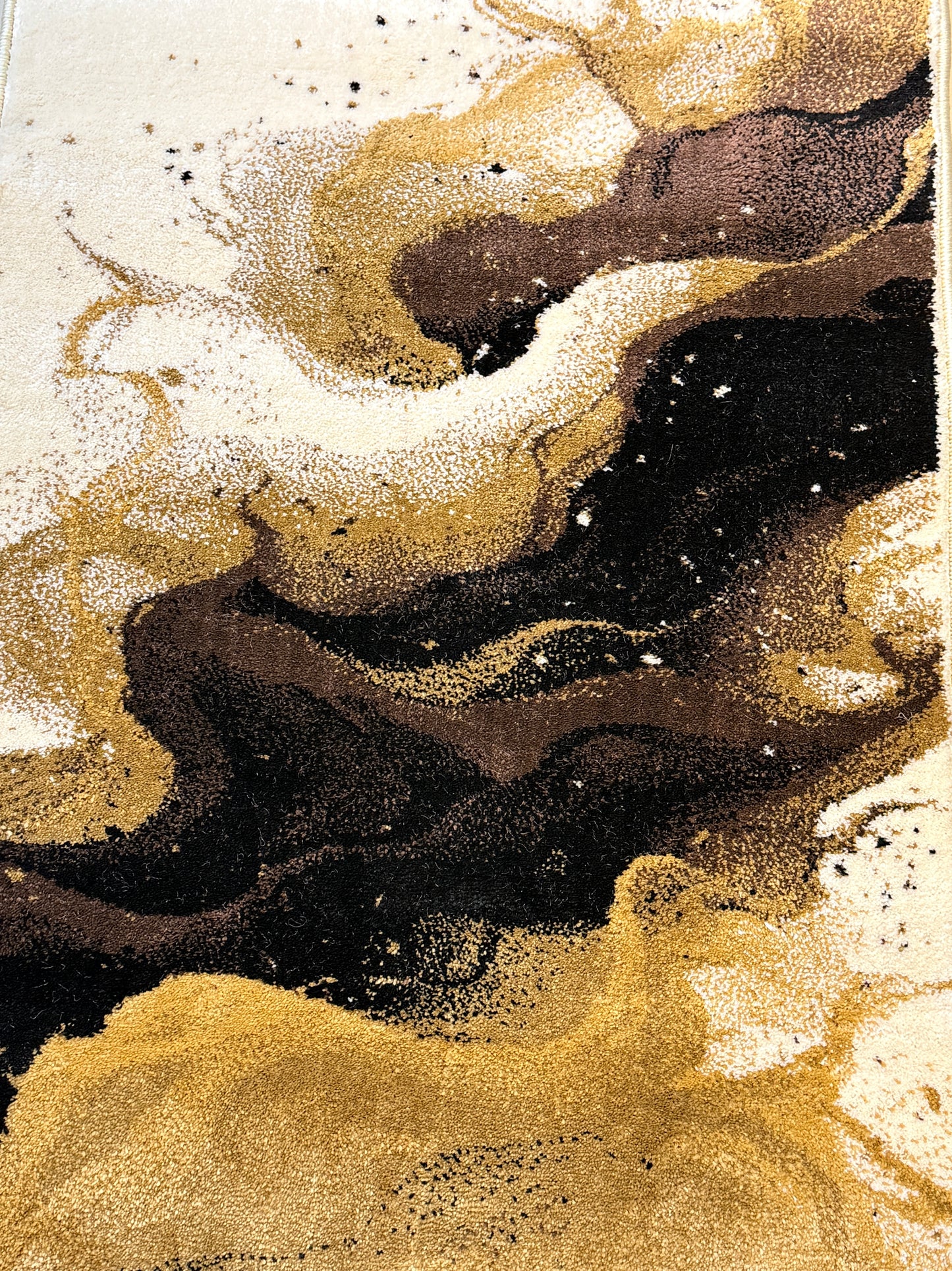The Fluid, Marble Wave Area Rug | Cream, gold, brown & black | Size 2.7 x 5 feet.