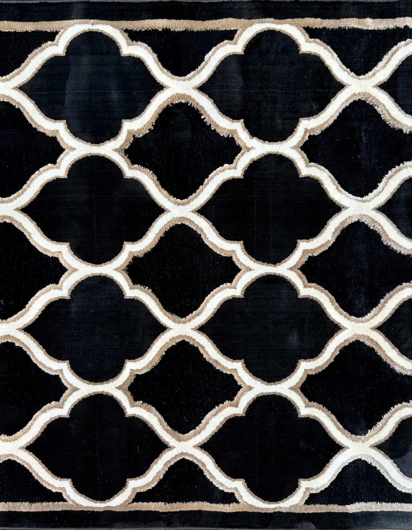 Chenille Moroccan Elegance Black Rug 125x170cm (4.1x5.7)ft