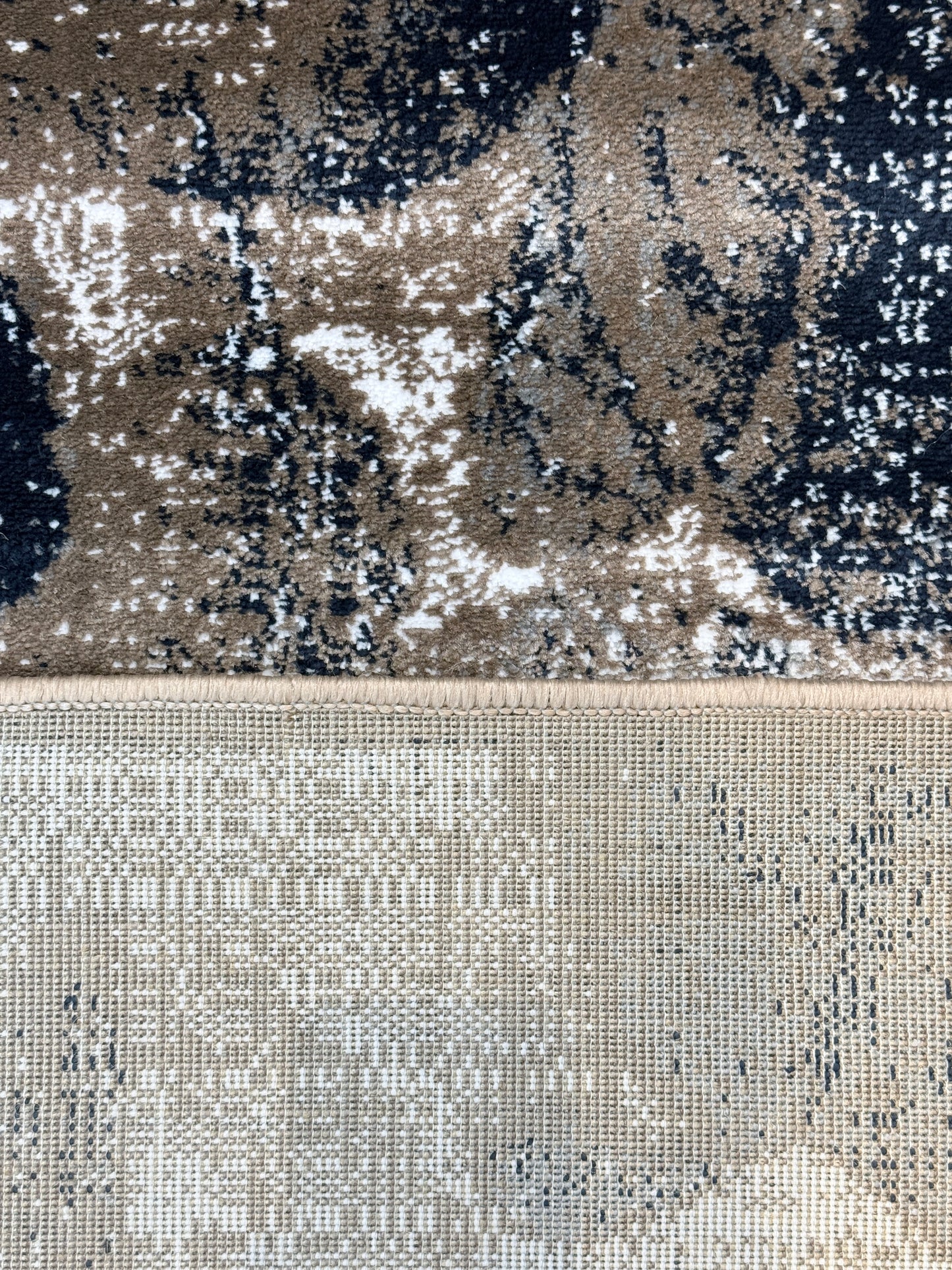 Autumn Leaf Distressed Area Rug | Navy Blue, Taupe, and Ivory | Size 3.3x5.0 ft