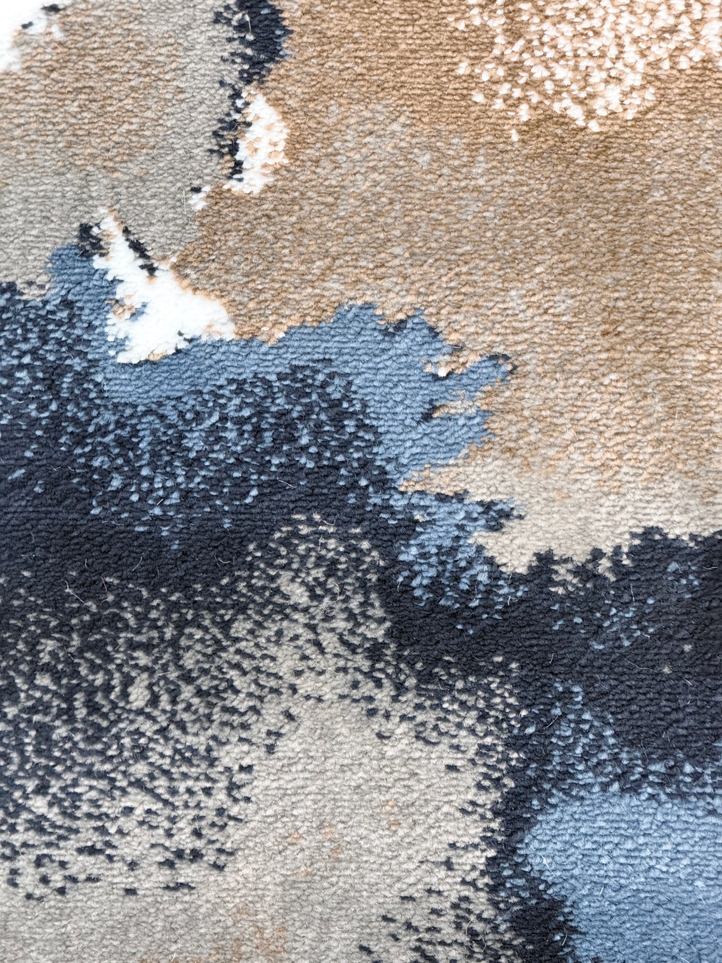 Abstract Nebula Area Rug |   navy blue, charcoal grey & earthy taupe | Size 3.3x5.0 ft