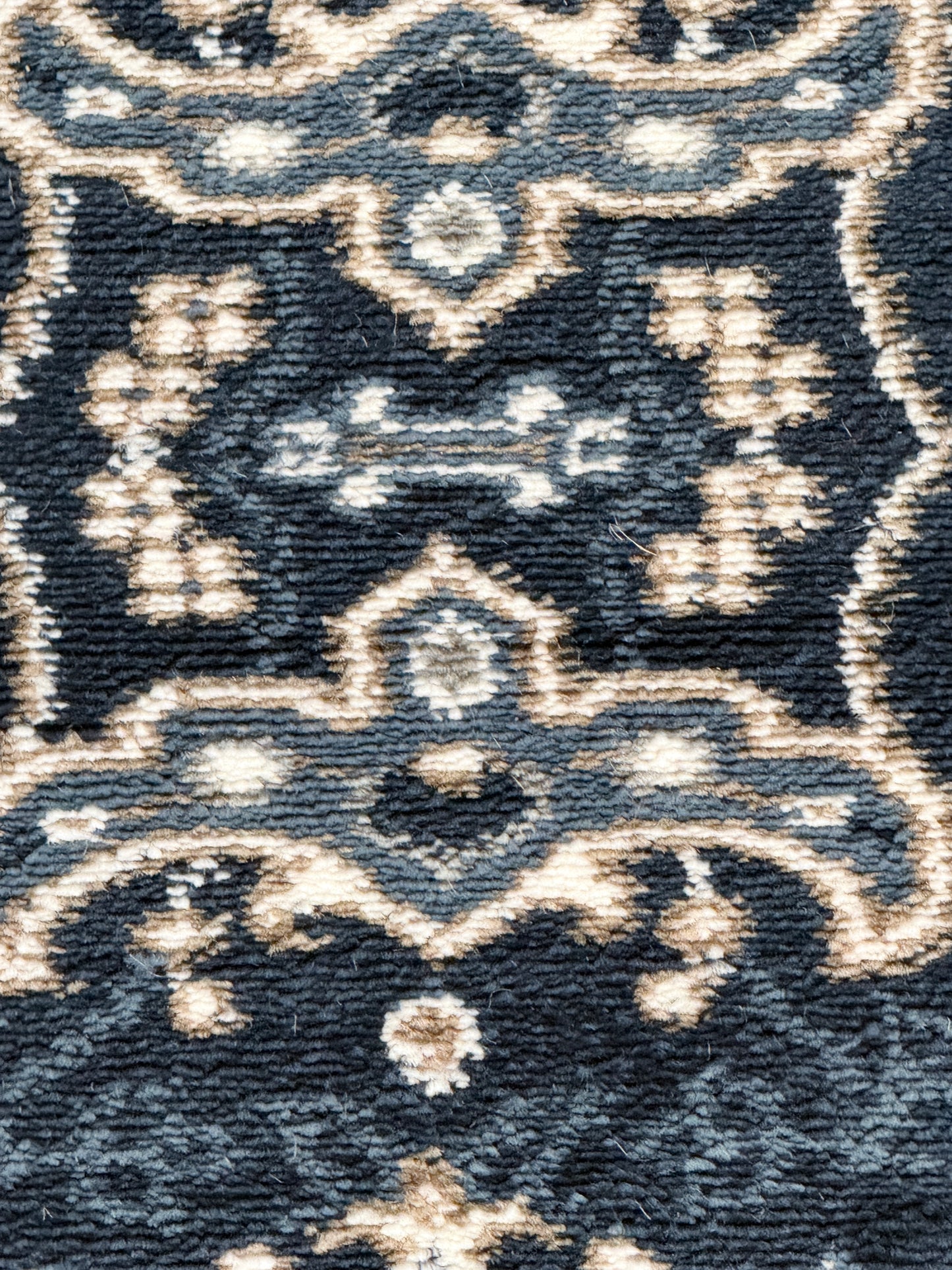 Traditional Persian Style Runner Rug – Navy Blue, Ivory & Beige – 2.7 x 13.0 Feet