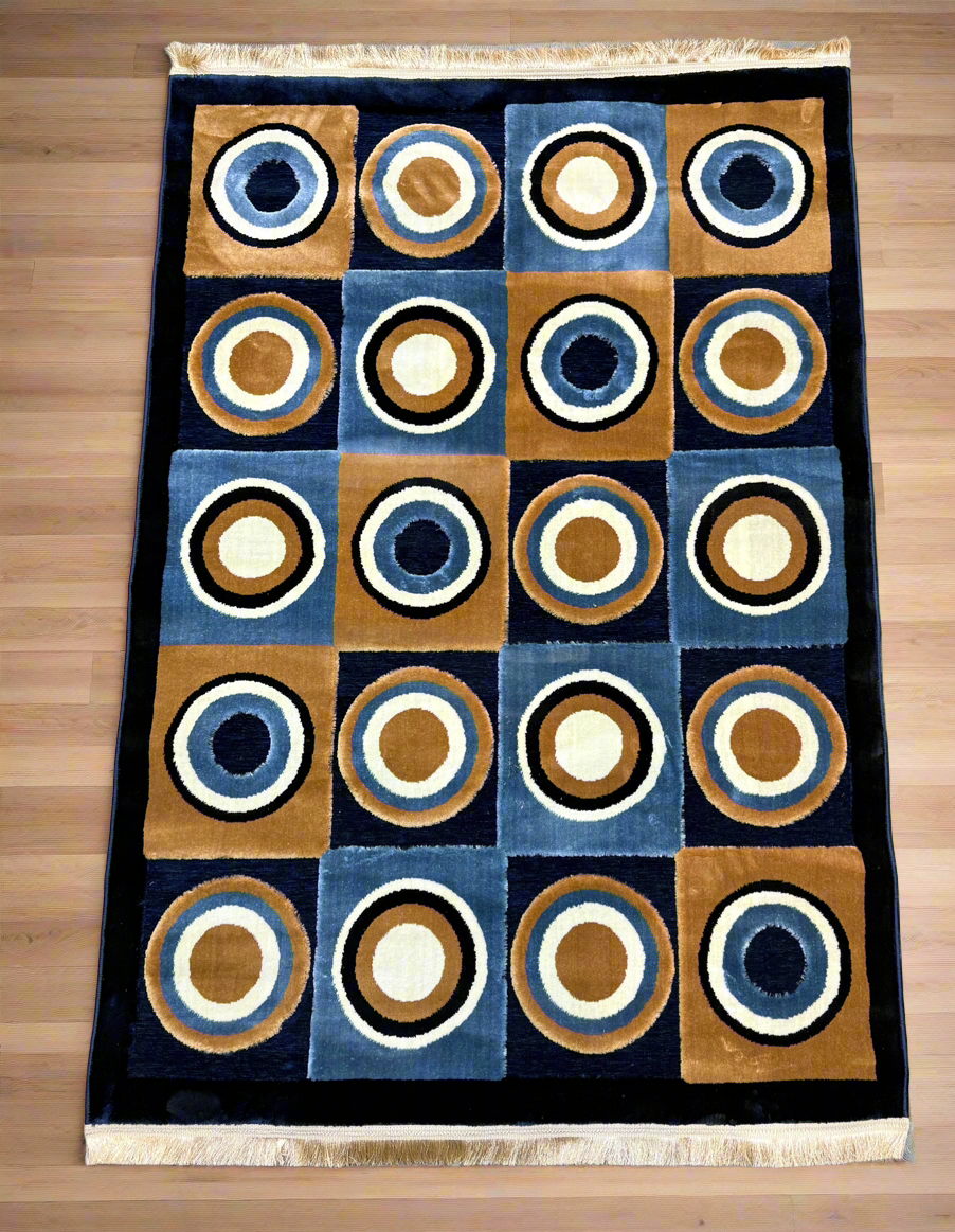 Retro Geometric Circles Rug - Size 125x170cm (4.1x5.7)ft