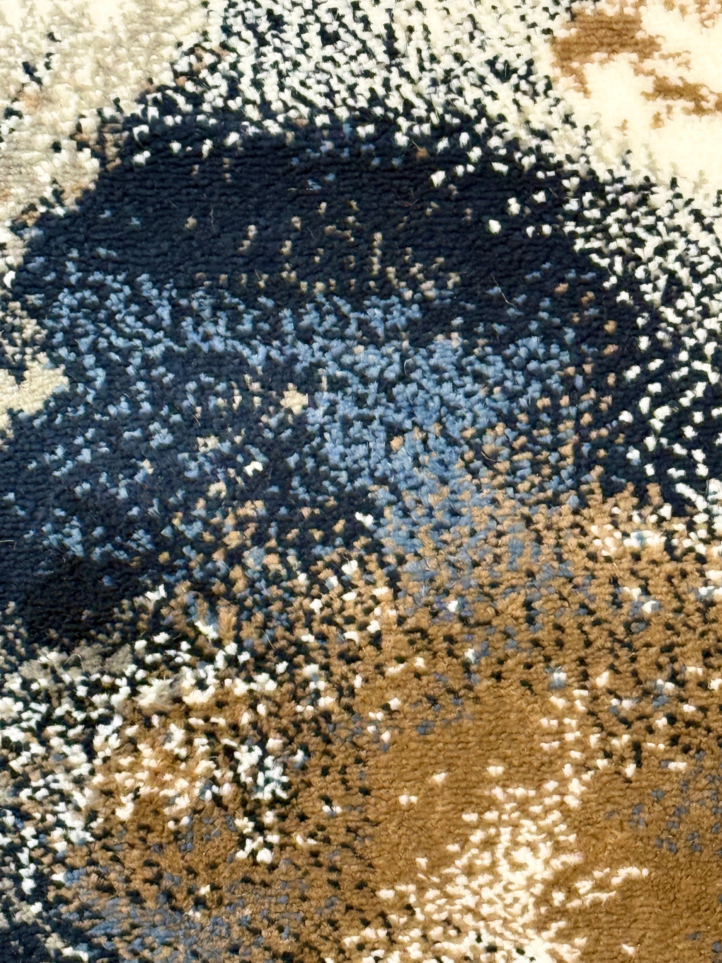 Celestial Nebula Abstract Area Rug | navy, slate blue, charcoal & bronze | Size 3.3x5.0 ft