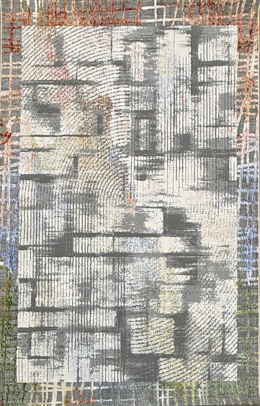 Urban Canvas - Large Abstract Textile Art with Subtle Grey Tones - Size 150x225cm (4.10x7.3)ft