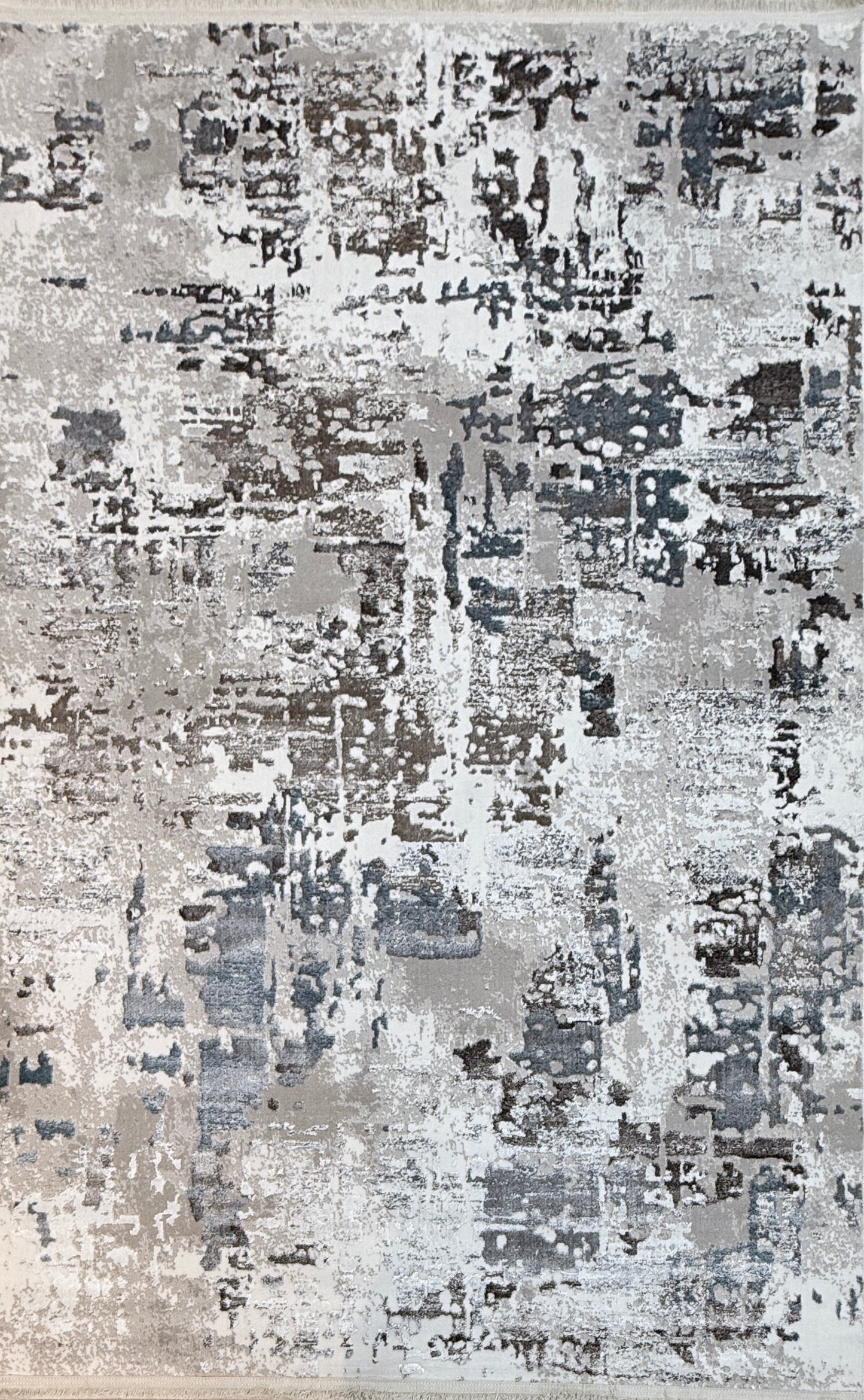 Abstract Distressed Texture Rug | Grey, Beige, and Blue | Size 150x220 cm (4.11x7.2 ft)