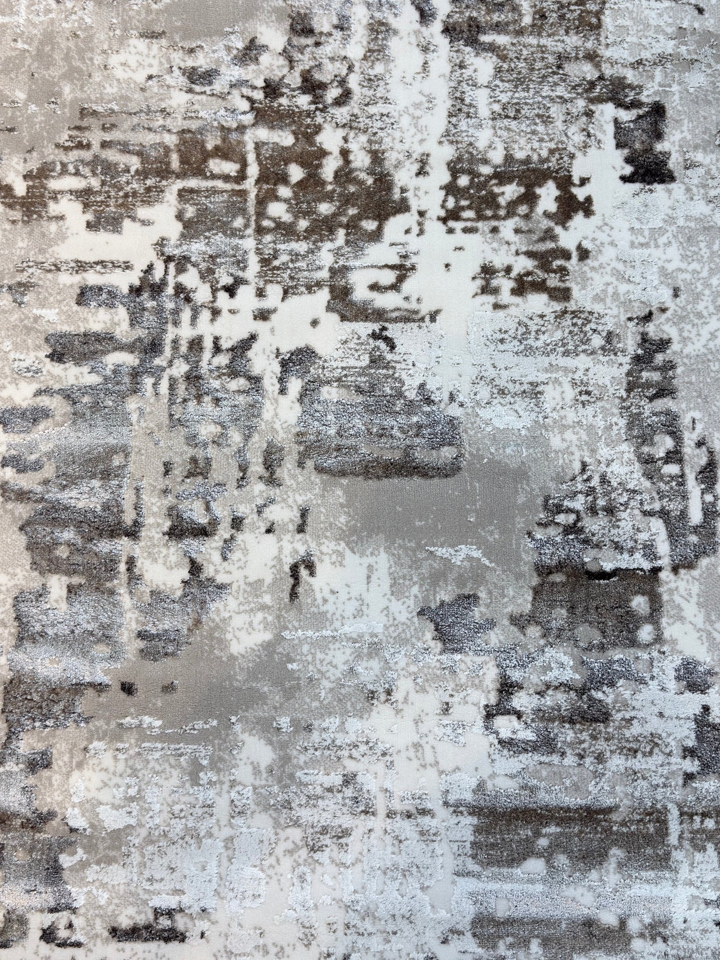 Modern Abstract Grey & Ivory Area Rug | Textured Design |Size 120×170 cm (4×5.7 ft)