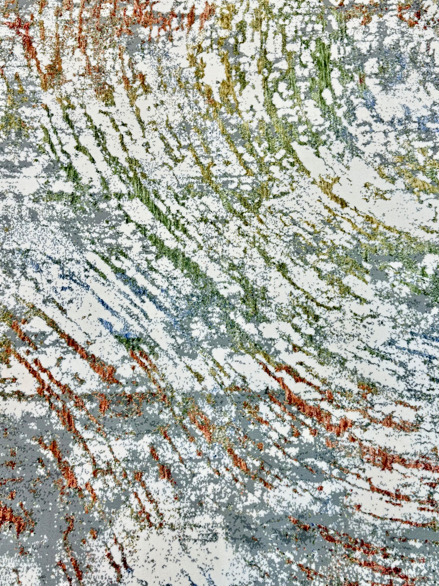 Textured Cream Rug with Fluid Abstract Coloration Size (4.10x7.3)ft
