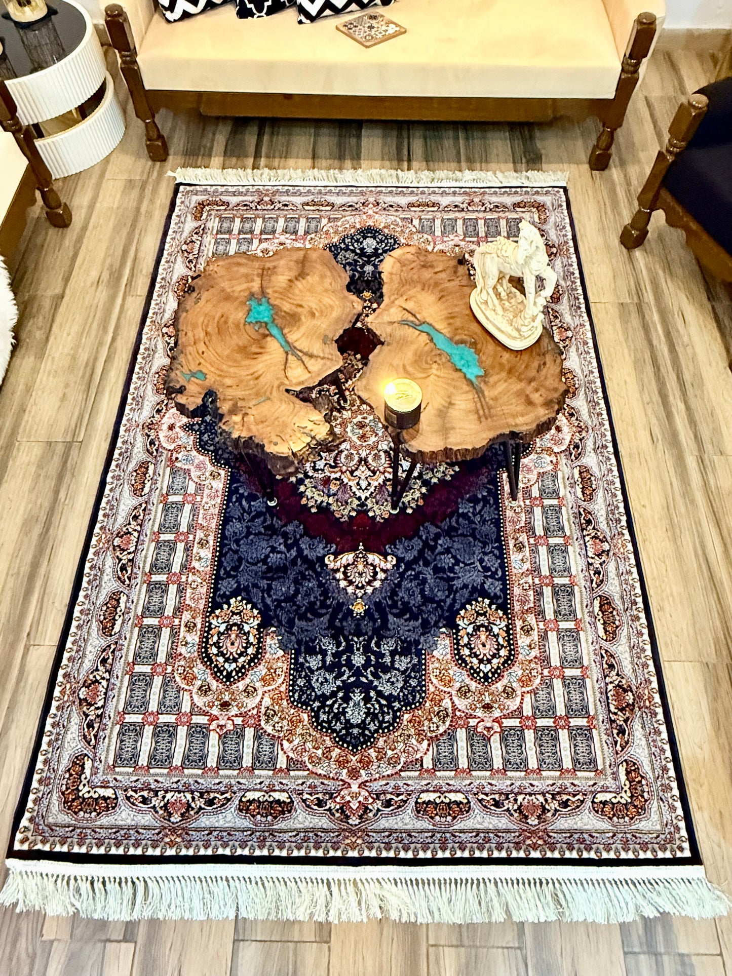 Navy & Red Persian Style Rug - 150x220cm (4.11x7.3)ft