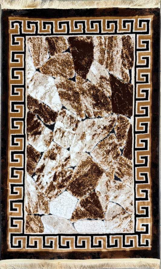 The Aegean Stone Rug - Brown, White & Black - Size 100x150 cm (3.3x4.11)ft
