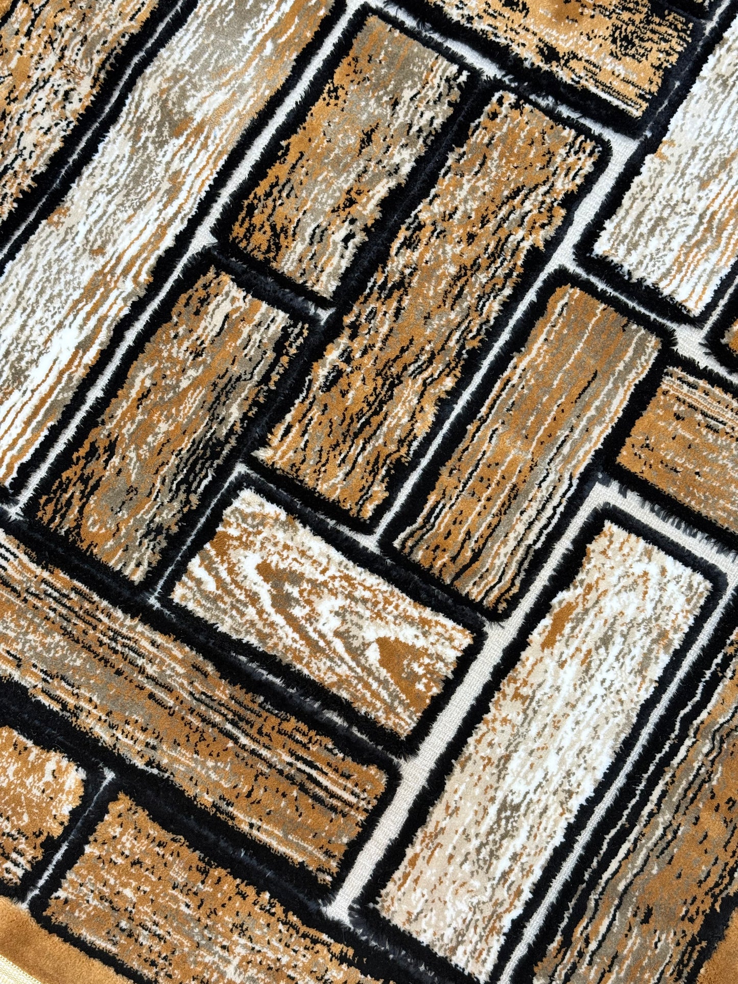 Rustic Wood Plank Pattern Rug - Earthy Browns & Creams - Size Multiple Options