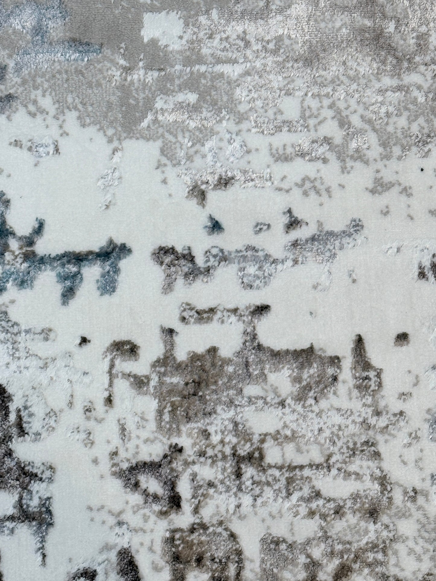 Abstract Distressed Texture Rug | Grey, Beige, and Blue | Size 150x220 cm (4.11x7.2 ft)