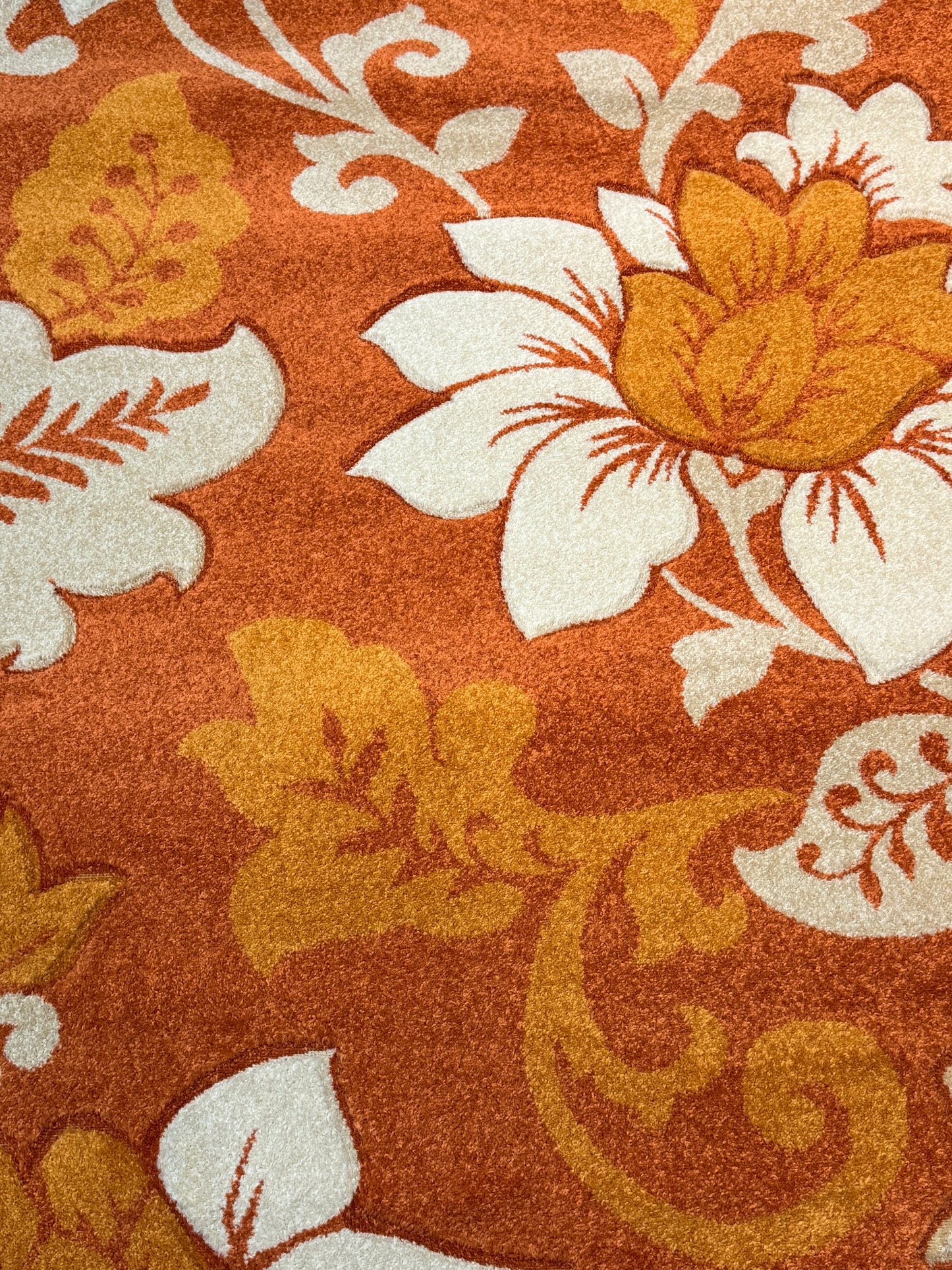 Bohemian Floral Area Rug | terracotta, cream & mustard gold | Size 160x220 cm (5.3x7.3 ft)