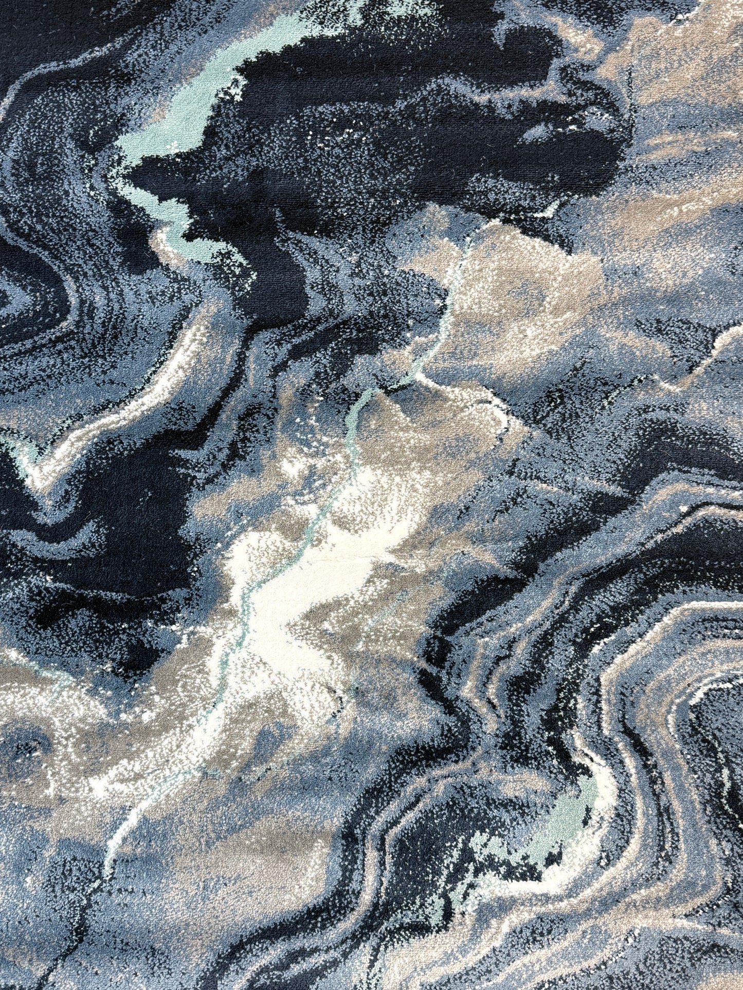 Midnight Marble Abstract Area Rug | deep navy, charcoal gray, and slate | Size 3.3x5.0 ft