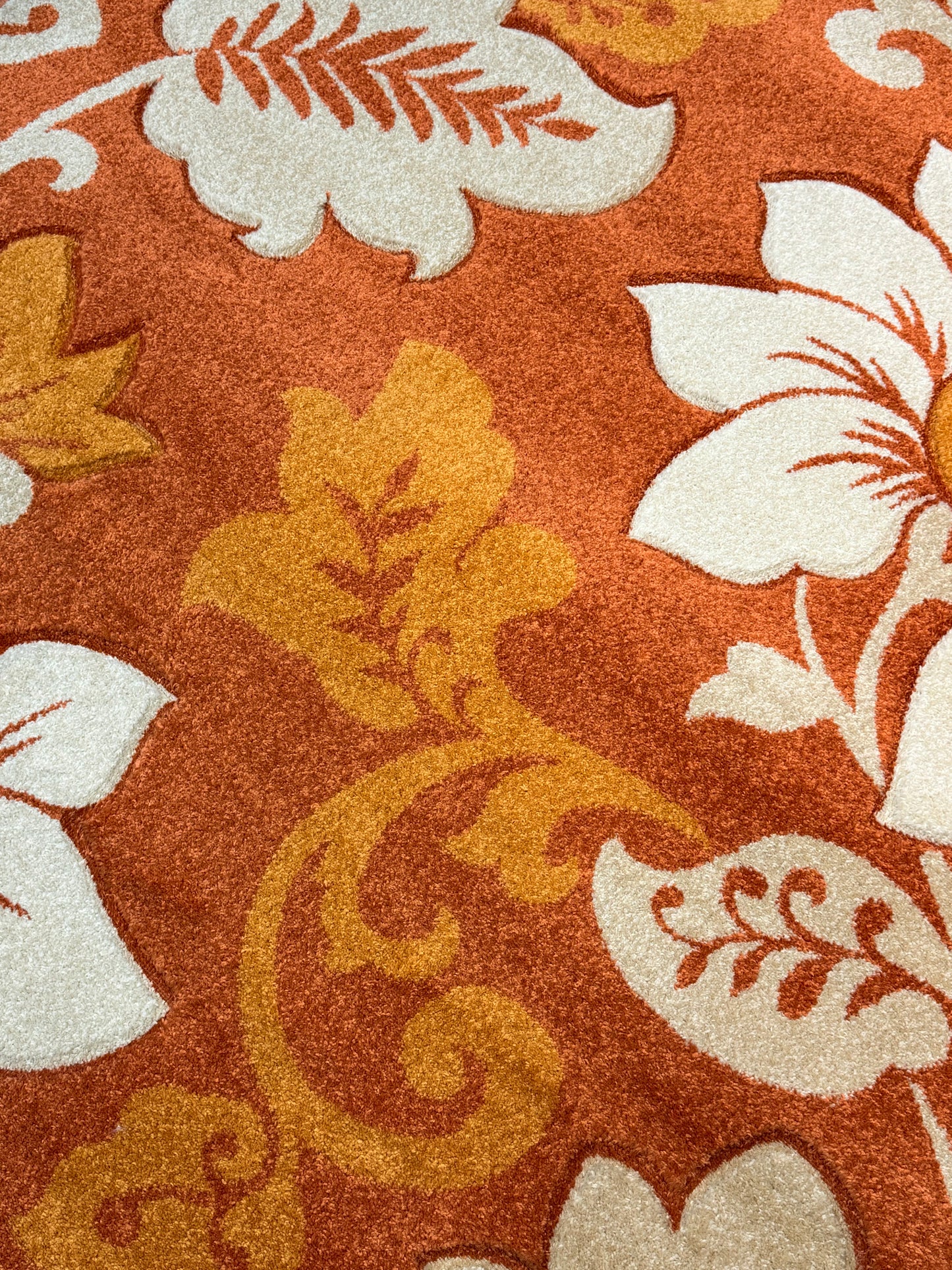 Bohemian Floral Area Rug | terracotta, cream & mustard gold | Size 160x220 cm (5.3x7.3 ft)