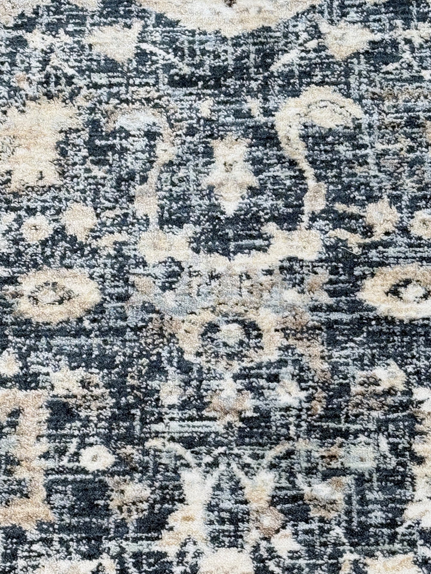 Vintage Medallion Oriental Rug | Blue, Cream, and Grey | Size 150x230 cm (4.11x7.6 ft)