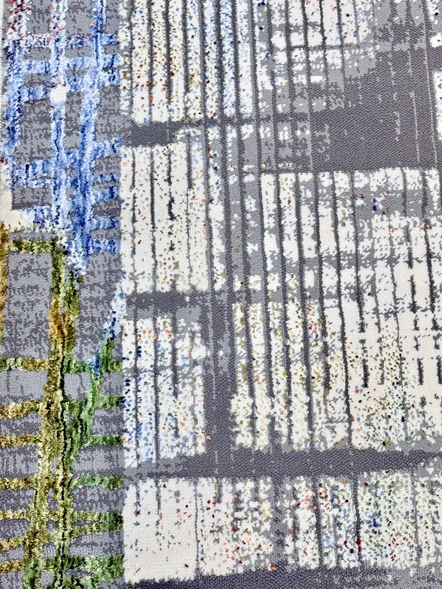 Artistic Linear Abstract Rug | Grey, Ivory | Size 150x220 cm (approx 4.11 x 7.2 feet).