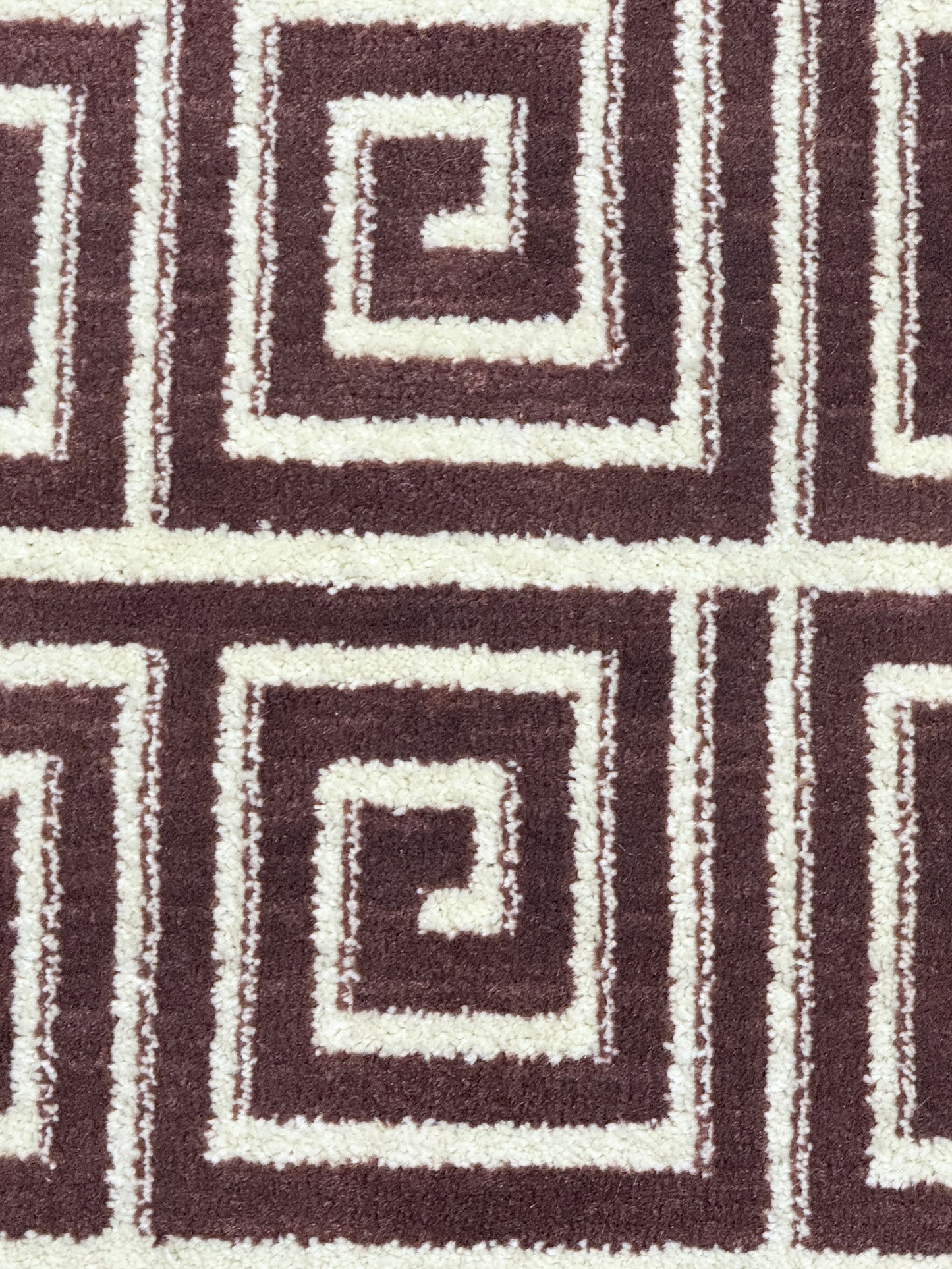 Geometric Greek Key Design Carpet Brown and White Size (3 x 5 )ft