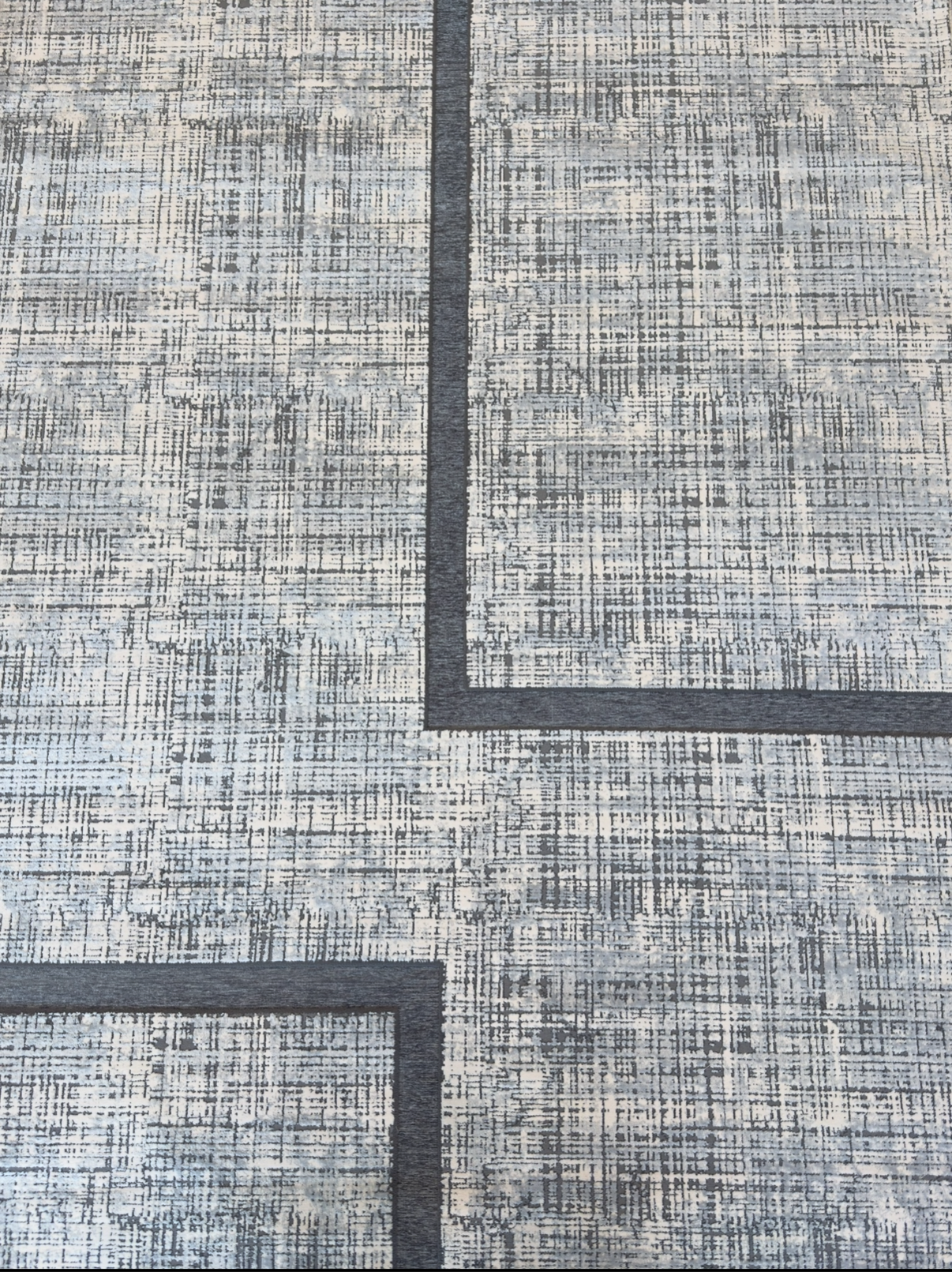 Modern Abstract Geometric Area Rug - Light Grey and Charcoal - Size (6.7x9.6)ft