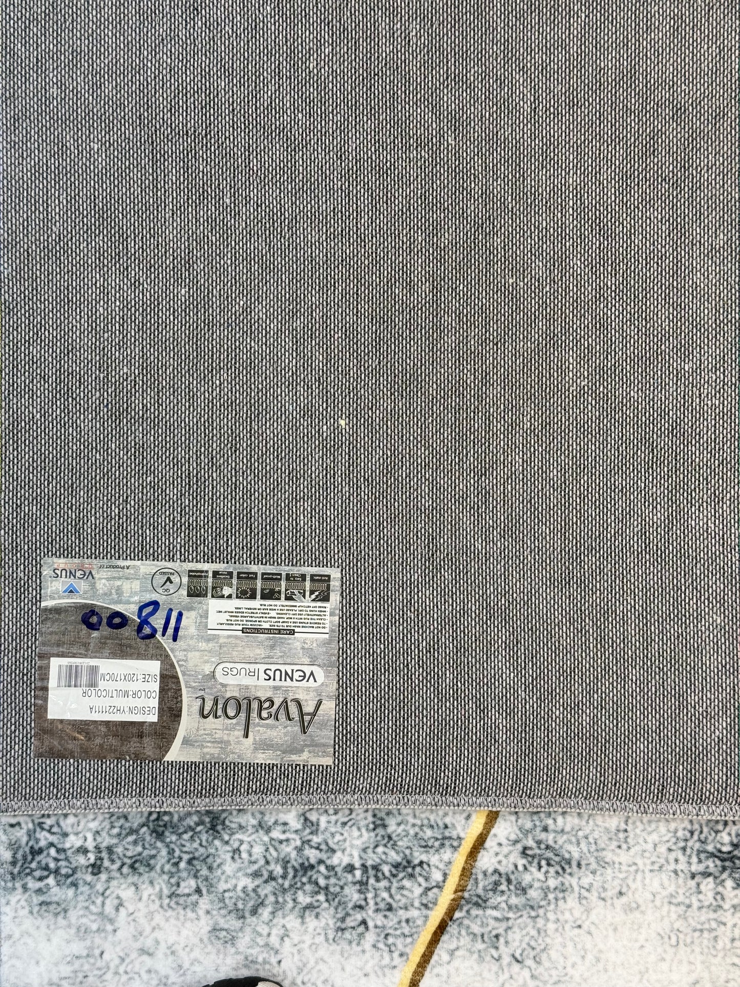 Contemporary Abstract Geo Rug | Grey & Gold Geometric Rug | Size 120x170 cm (4.0x5.7ft) approx