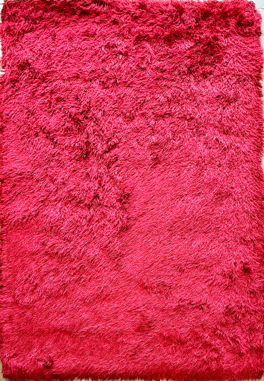 Plush Shaggy Area Rug – Hot Mehroon – 150x220 cm (4.9 x 7.2)ft