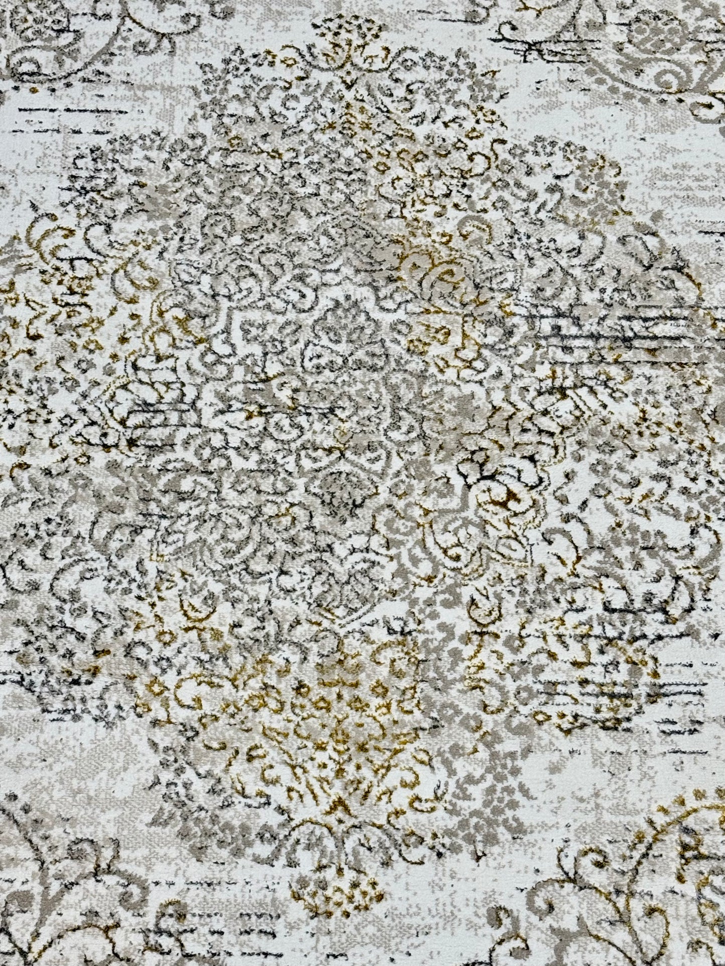 Vintage Persian-Style Area Rug |Ivory & Beige Floral Medallion | Size150×220 cm (4.11×7.3 ft)