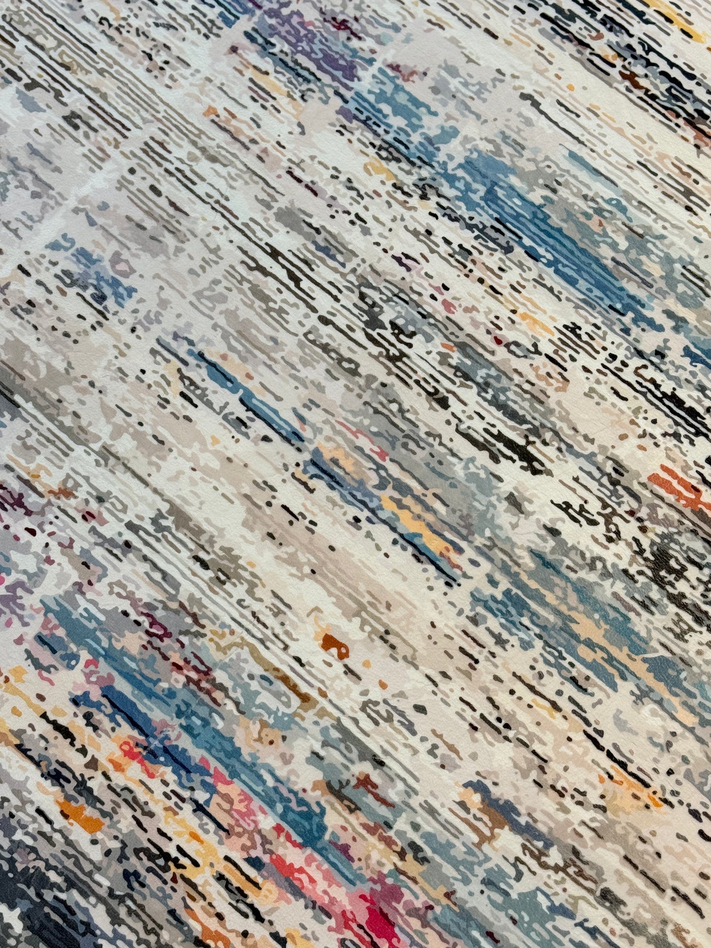 Textured Striped Rug – Teal, Blue, Grey & Beige Accents | 120×170 cm (4.0×5.7 ft) | Modern Artistic Design