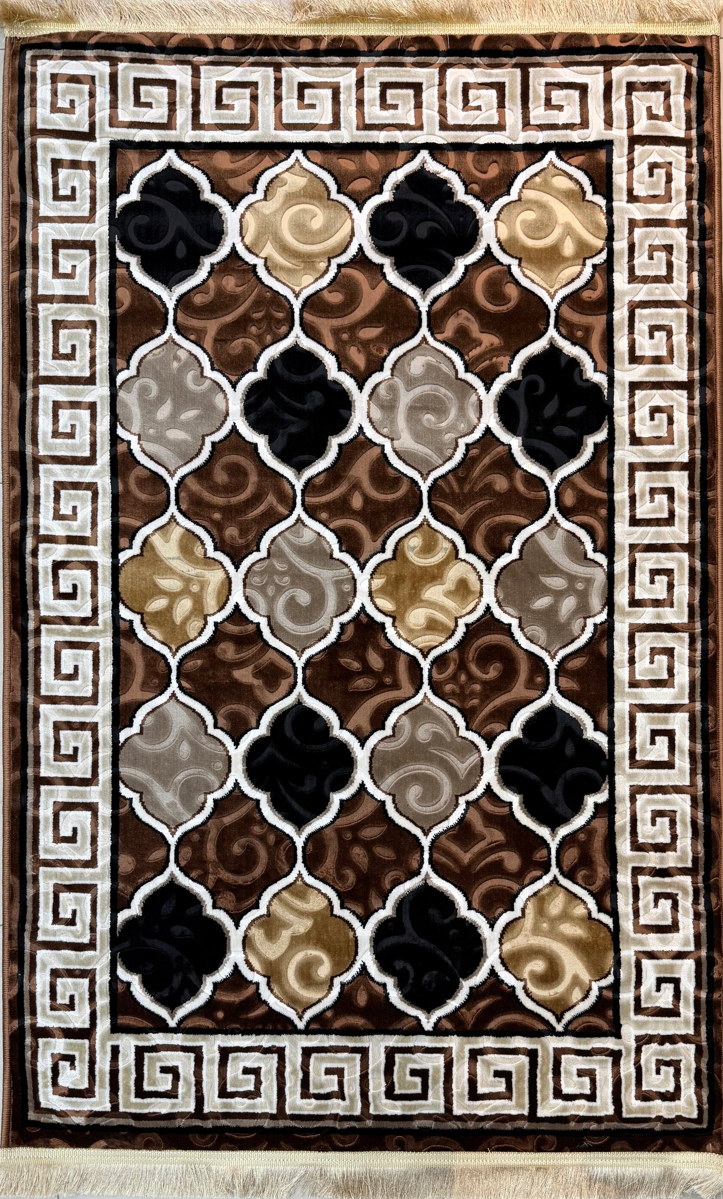 Multi-tone area rug shades of brown, beige & black rug - 100x150 cm (Approx 3'3'' x 5’0”)