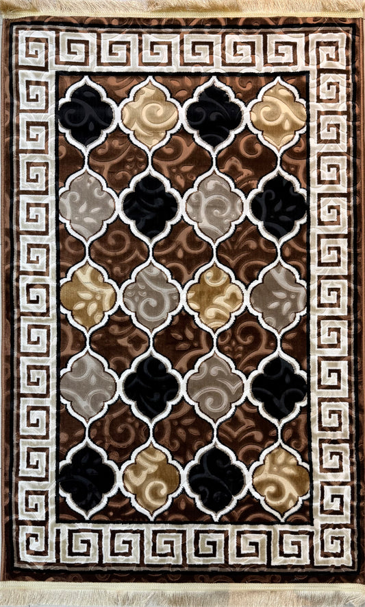 Multi-tone area rug shades of brown, beige & black rug - 100x150 cm (Approx 3'3'' x 5’0”)