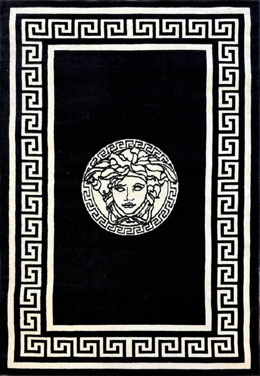 Luxury Black Versace-Inspired Area Rug – 5x8 Elegant Design