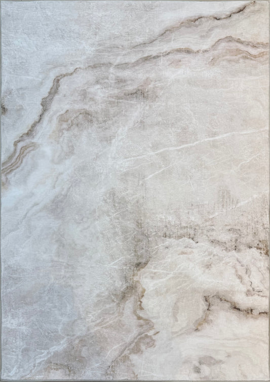 Elegant Marble-Design Rug with Soft Neutral Tones – Ivory, Beige & Taupe | Size 120×170 cm (4.0×5.7ft)