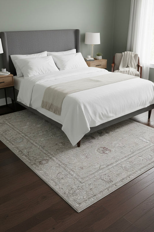 Vintage Medallion Distressed Area Rug | cream, beige | Size 150x230 cm (4.11x7.6 ft)