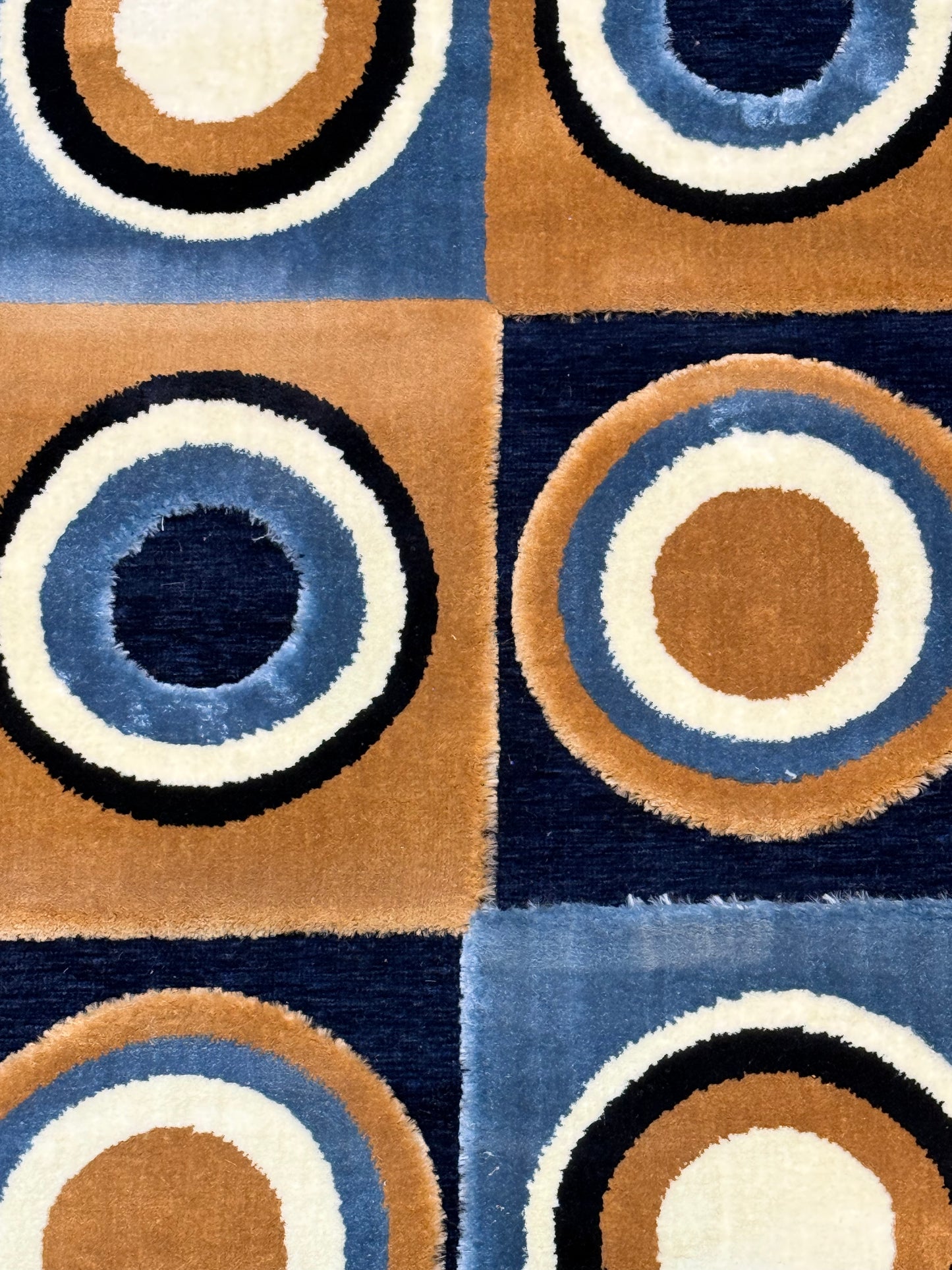 Retro Geometric Circles Rug - Size 125x170cm (4.1x5.7)ft