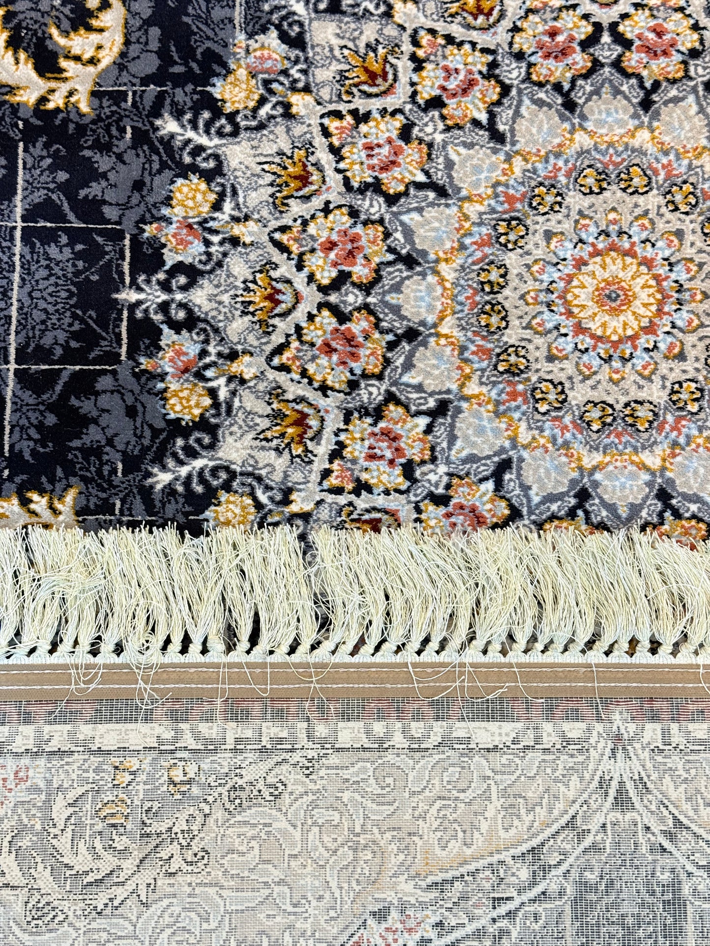Elegant Persian-Style Navy and Gold Rug -  Size 150x220cm (4.11x7.3)ft