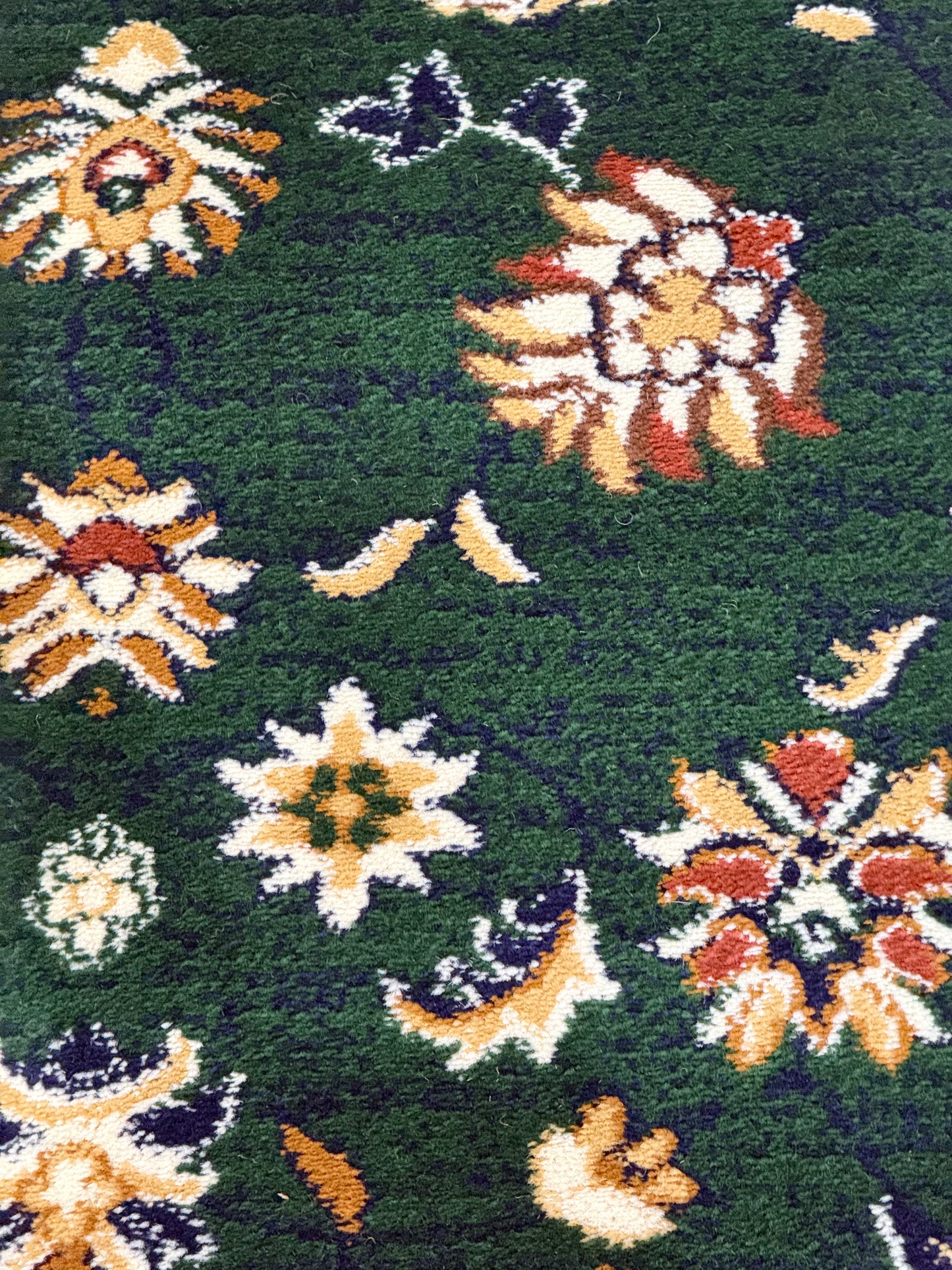 Persian Design Area Rug – Dark Green with Cream & Gold Accents, 200x290 cm (6.5x9.5 ft)