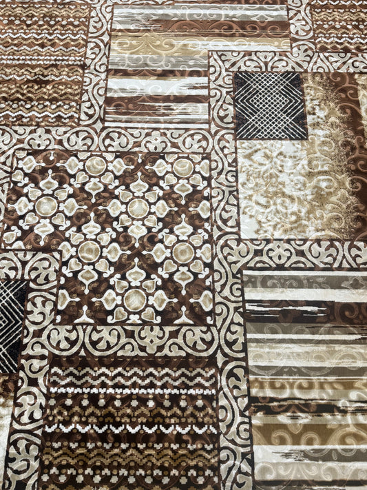 Vintage Patchwork Moroccan Rug - Brown, Beige, Cream & Black | Size
200×290 cm (6.6x9.5 ft)