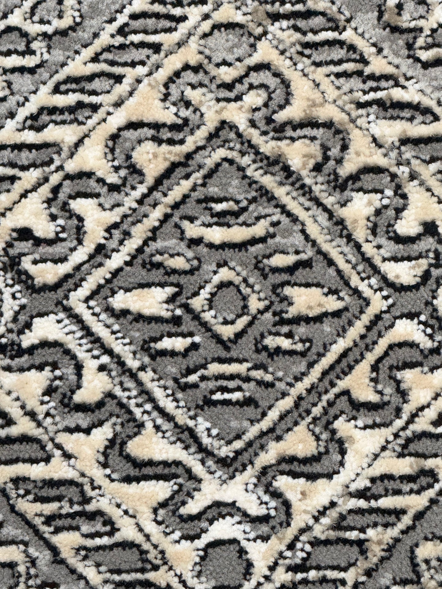 Vintage Wash Diamond Rug - Grey/Ivory - Size 150x235 cm (4.8x7.9)ft