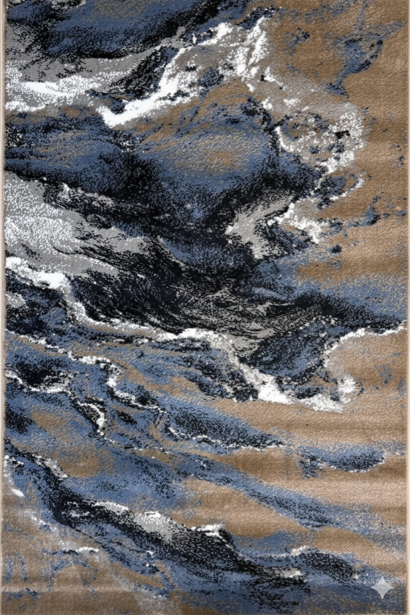 Stormy Vista Contemporary Rug | dark navy, misty grey, & warm beige | Size 3.3x5.0 ft