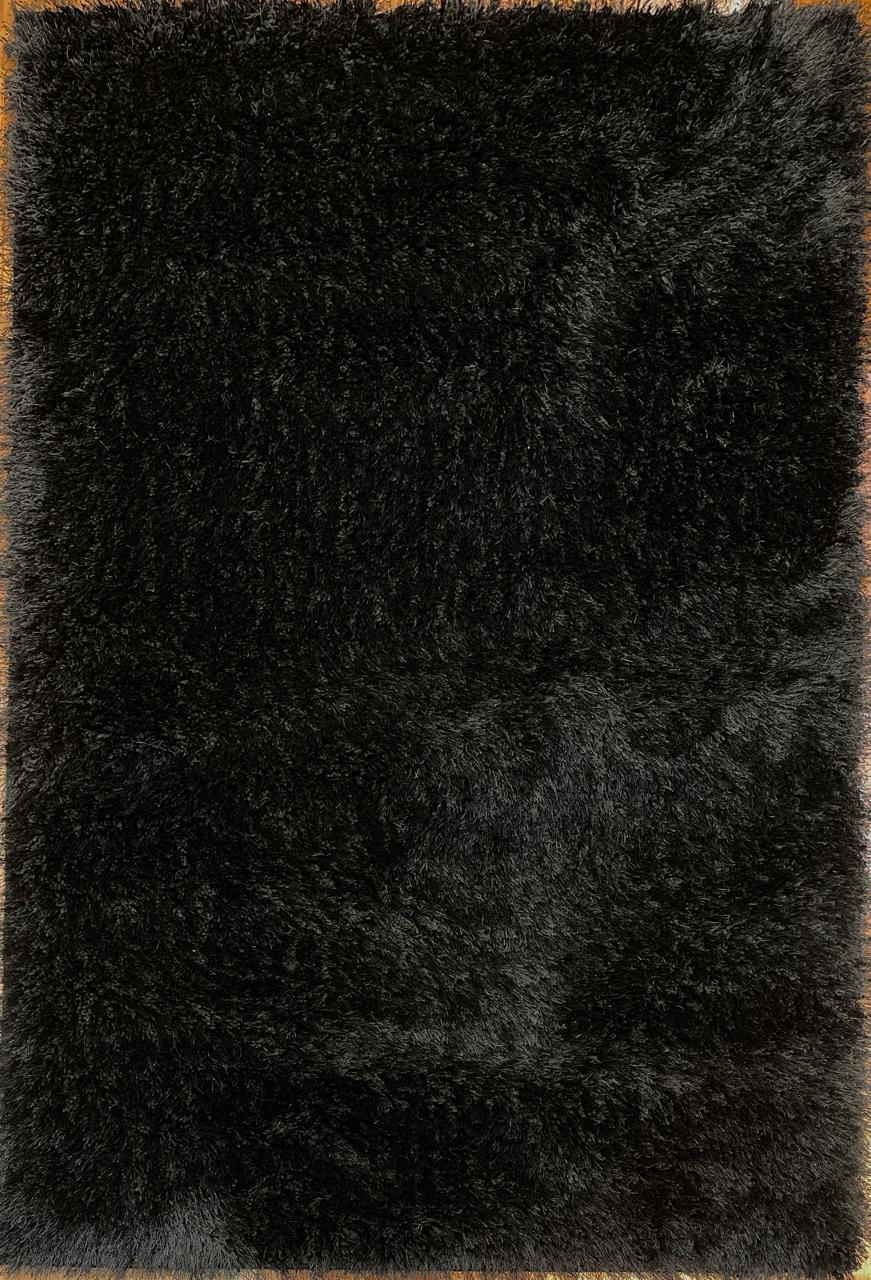 Plain Black Shaggy Rug