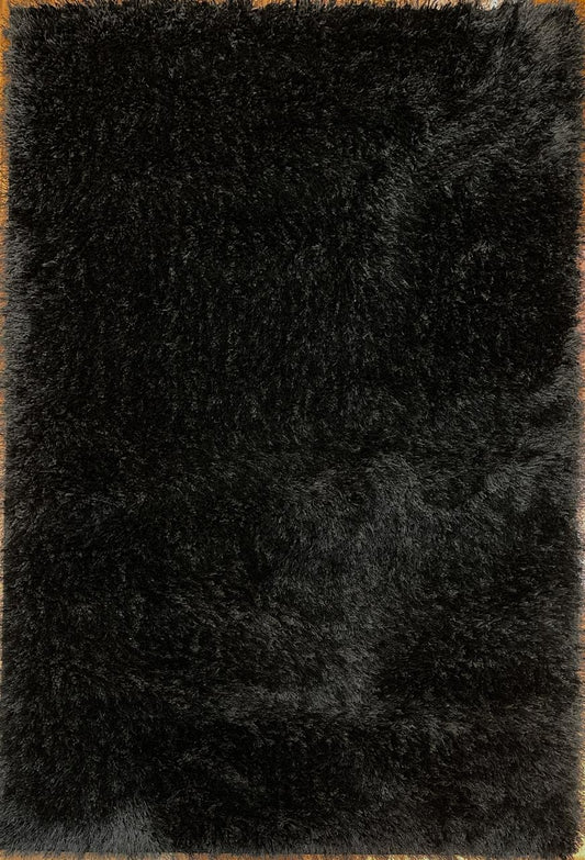 Plain Black Shaggy Rug